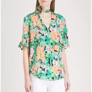 Sandro Reda Floral Print 100% Silk Blouse Size 1 (XS/S)